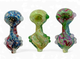 Large Inside Out Frit Fumed Spoon w Twisted Mouth and Dots