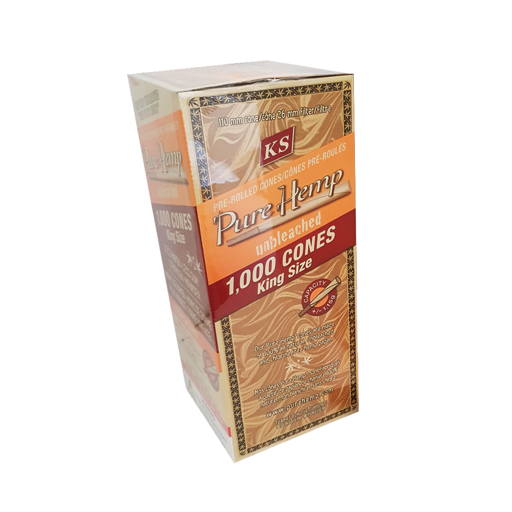 Pure Hemp Unbleached King Size Cone - 1000pk