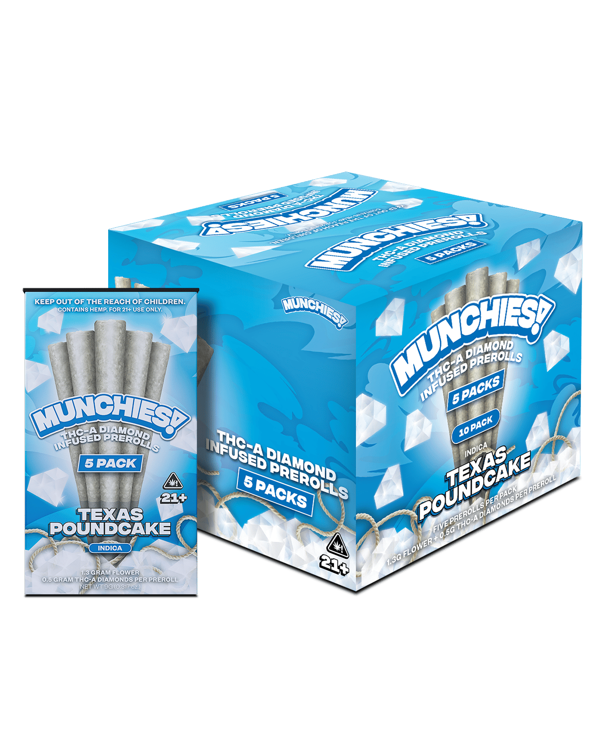 Munchies Texas Poundcake 5xPrerolls THCA Indica
