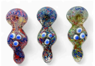 Large Inside Out Chunky Frit Spoon w Flat Middle and Dot Stacks