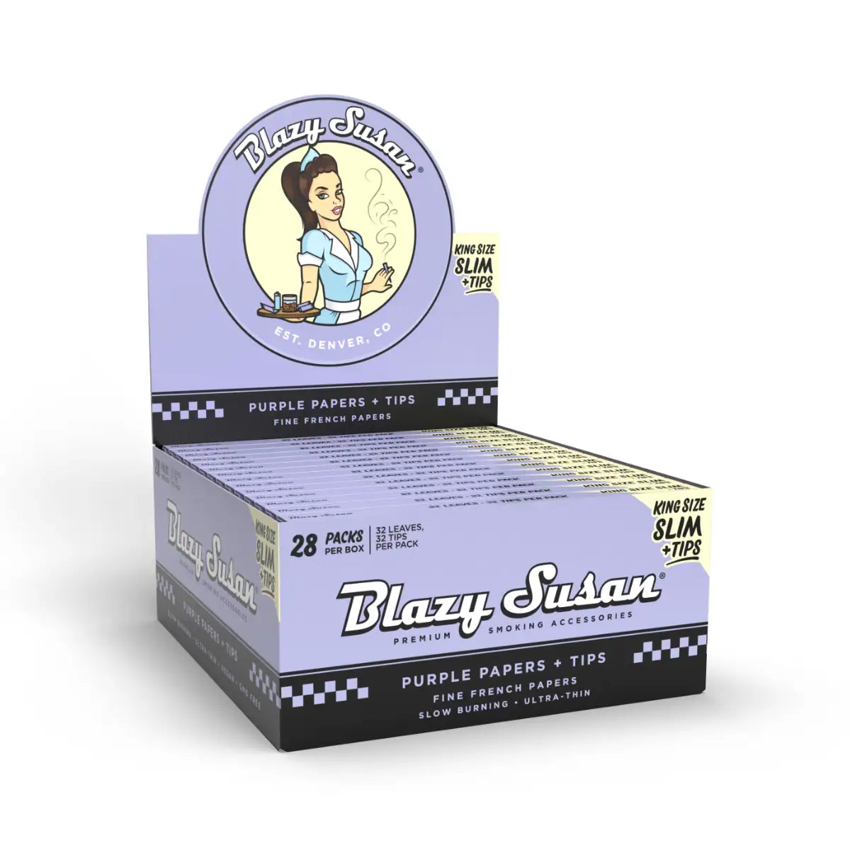 Blazy Susan Purple Rolling Papers - 50pk / King Size Slim +Tips