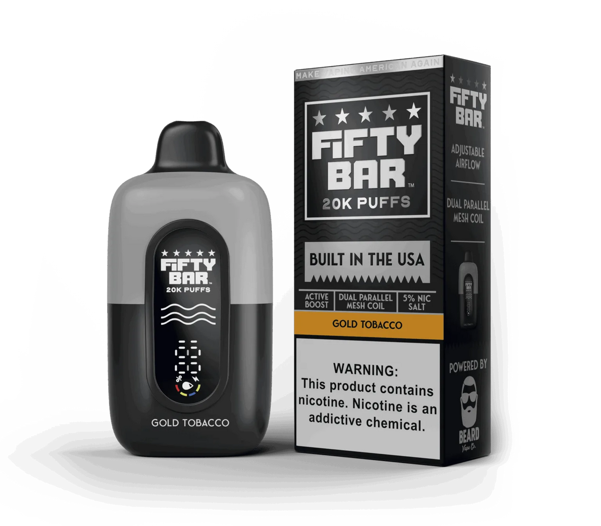 Fifty Bar 20K Puff Disposable Vape - Gold Tobacco