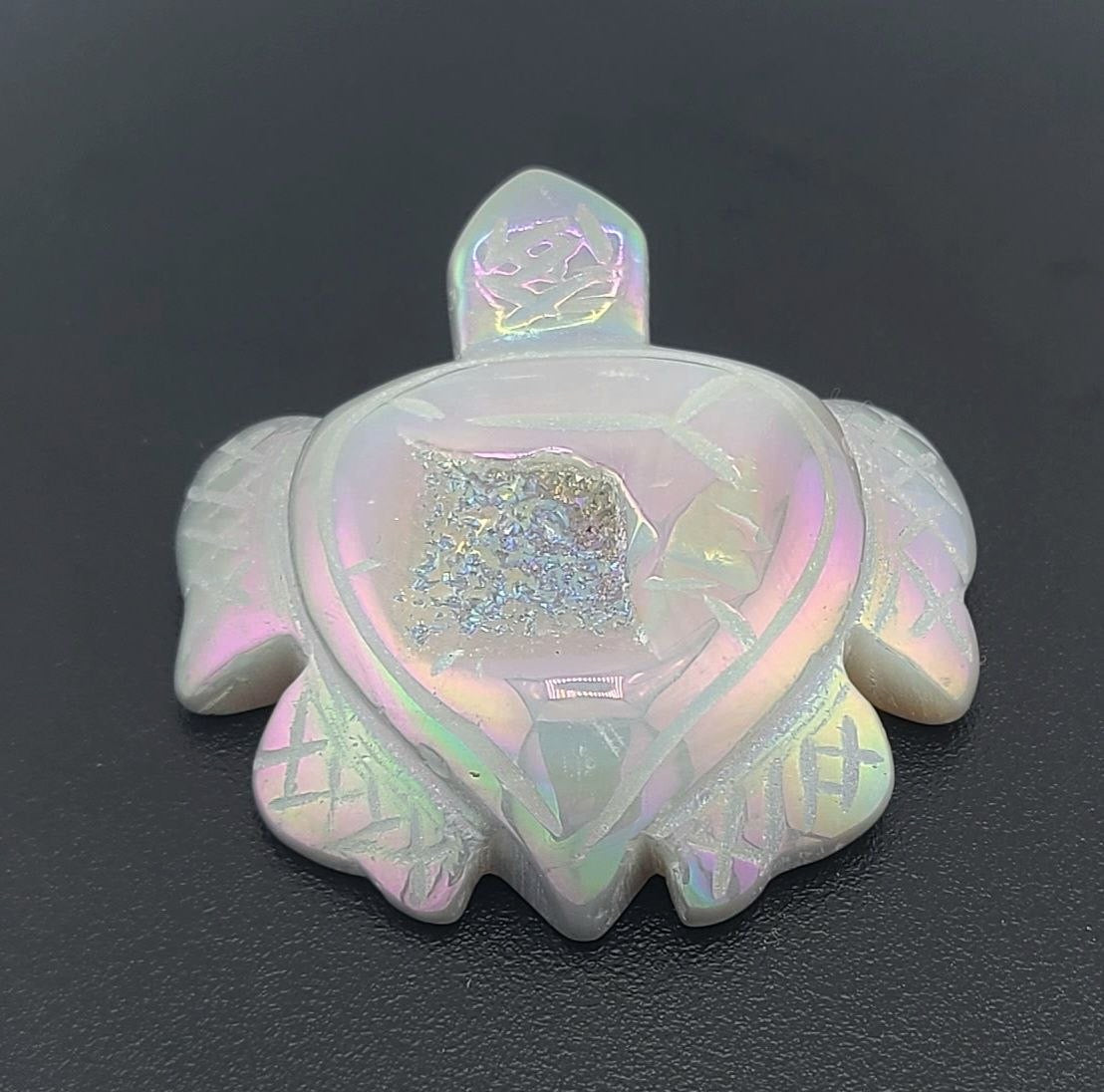 Rainbow Iridescent Crystal Turtle Figurine - Small