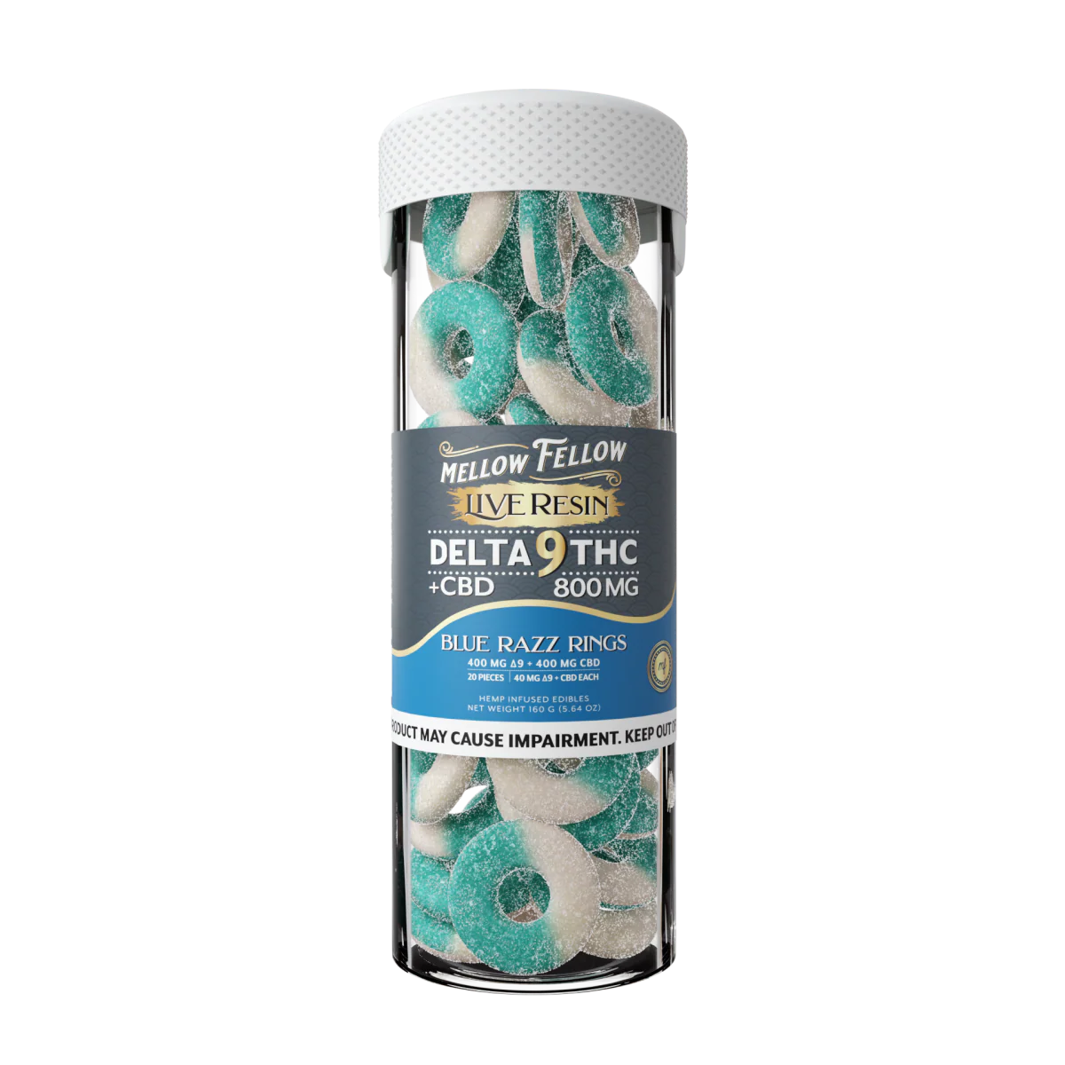 Blue Razz Rings Live Resin 20pc 800mg D9