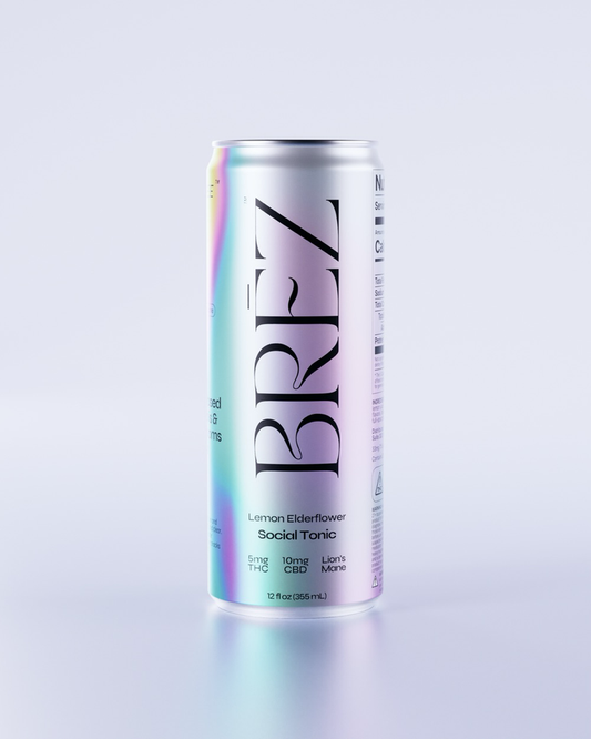 BREZ Microdose and Cannabis 2.5mg THC/ 5mg CBD Social Beverage Lemon Elderflower