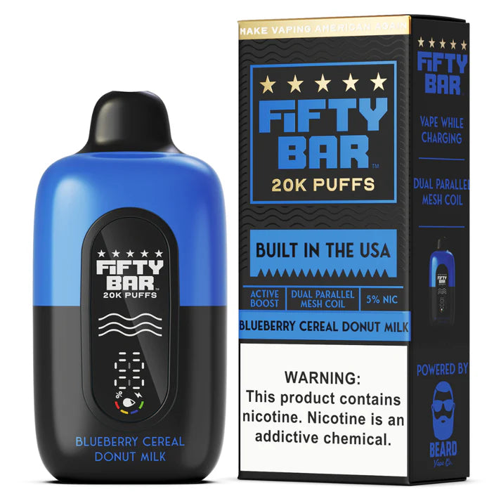 Fifty Bar 20K Puff Disposable Vape - Blueberry Cereal Donut Milk