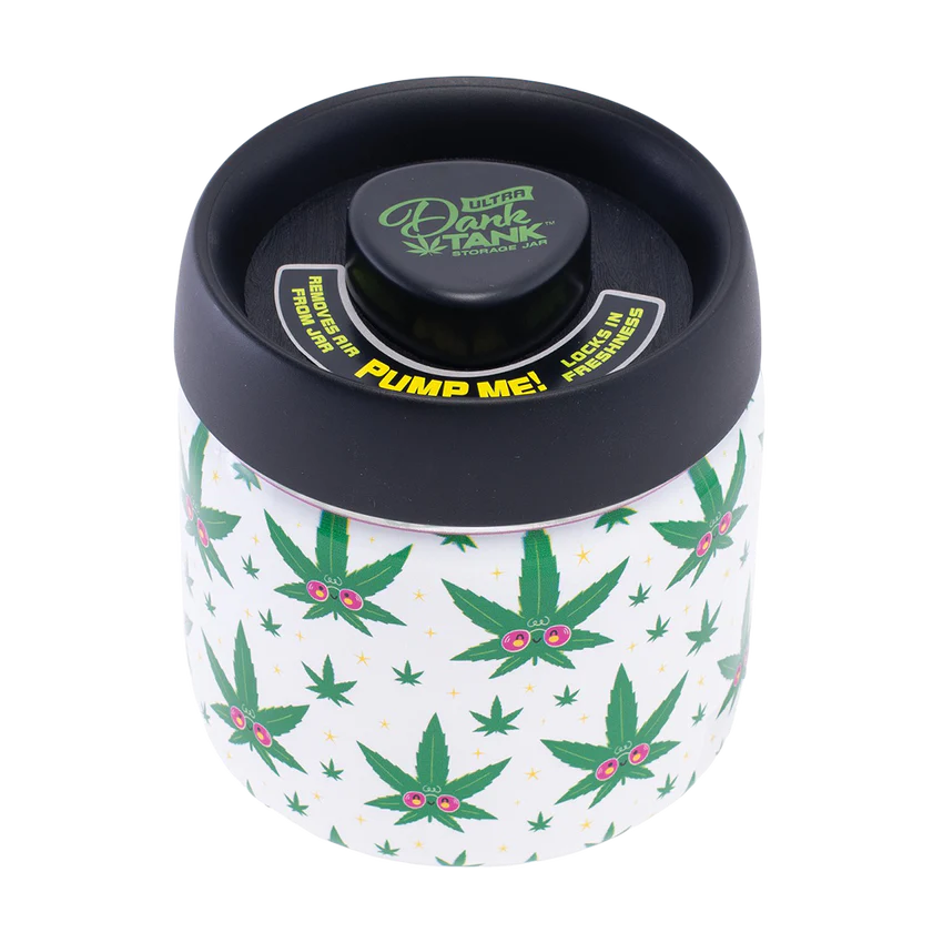 Fujima Dank Tank Vacuum Glass Jar | 4.2" | Hemp Leaf Print