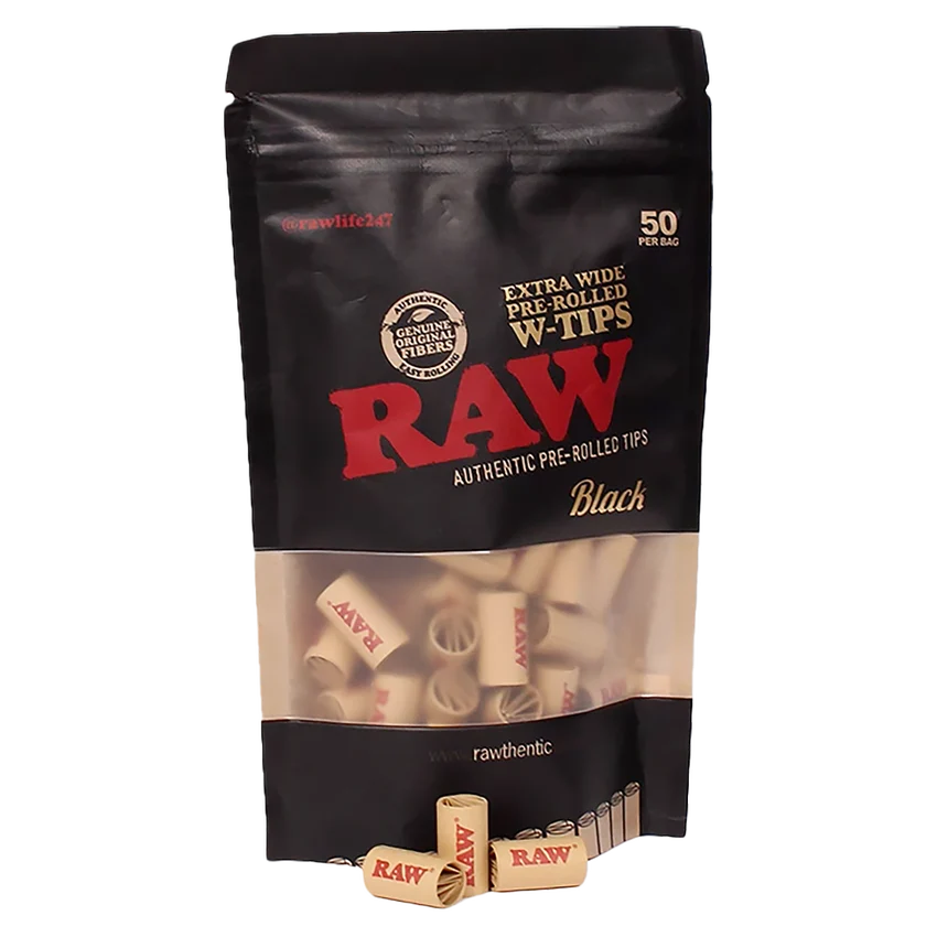 Raw Classic Black - Extra Wide Pre-rolled W-Tips