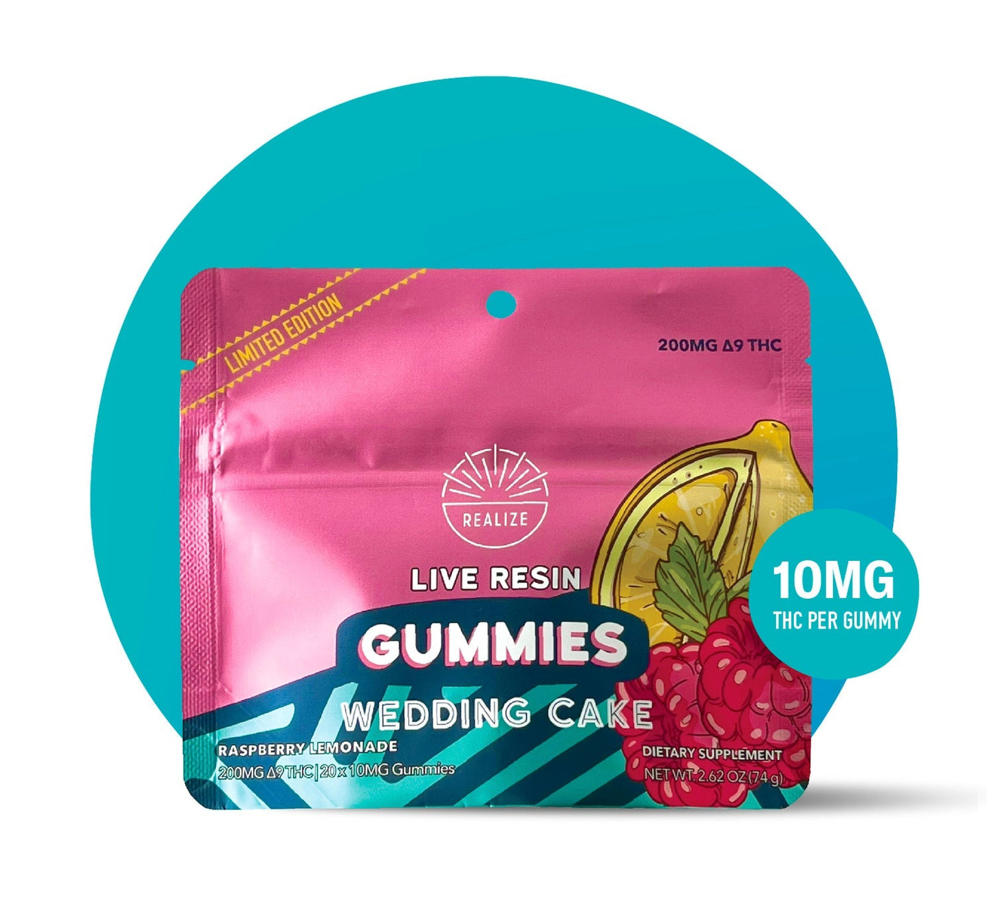 Live Resin Gummies, Raspberry Lemonade - Wedding Cake