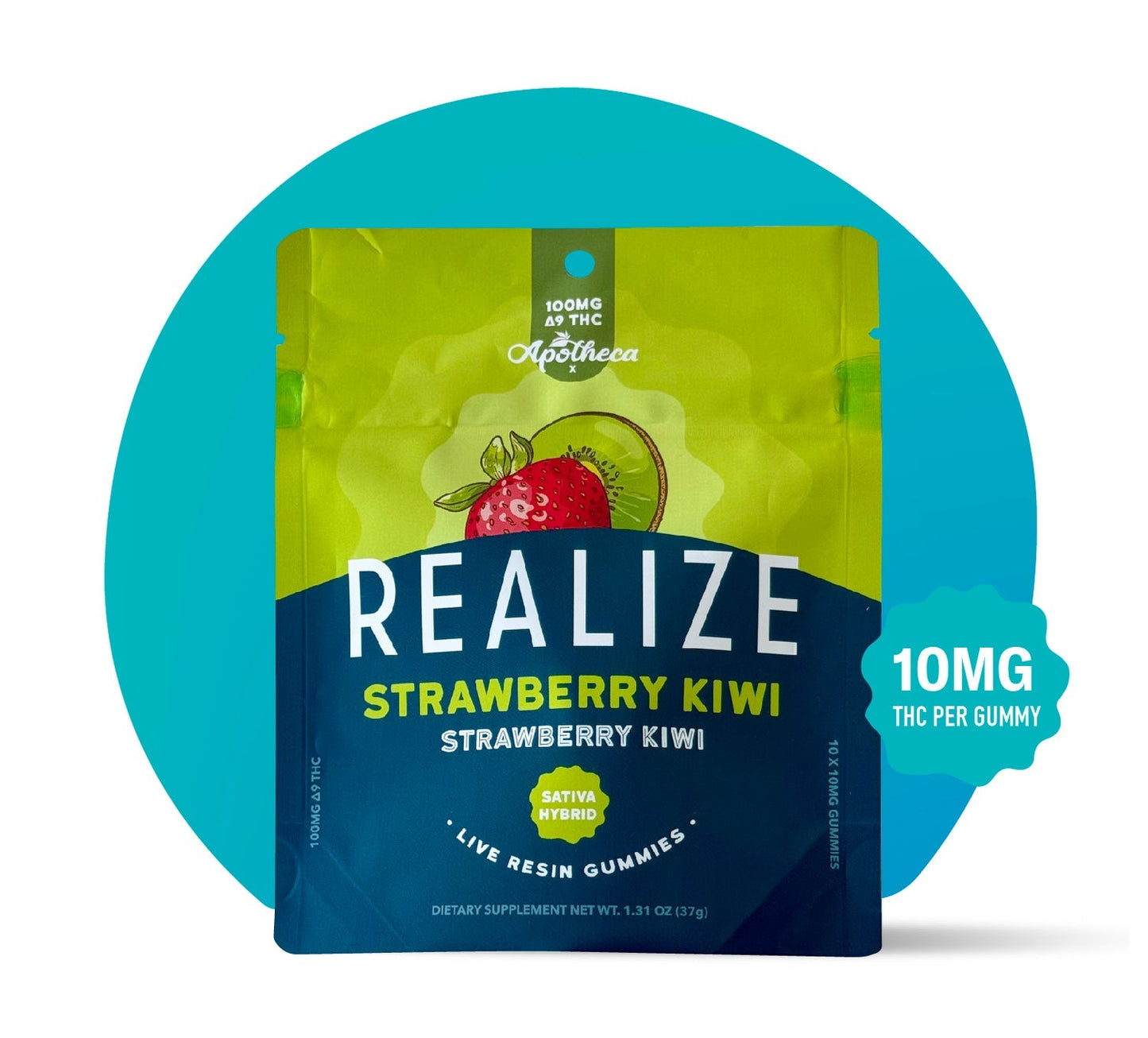 Strawberry Kiwi Gummy - Sativa Hybrid - 10 mg per - 10pk