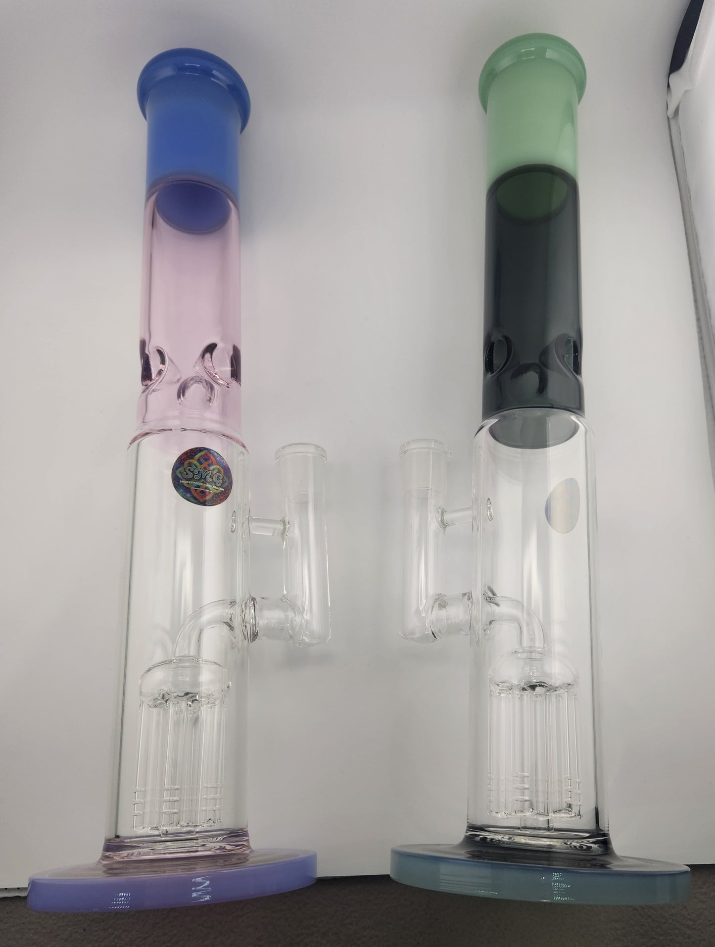 Six Arm Tree Perc Double Color Straight Tube Rig