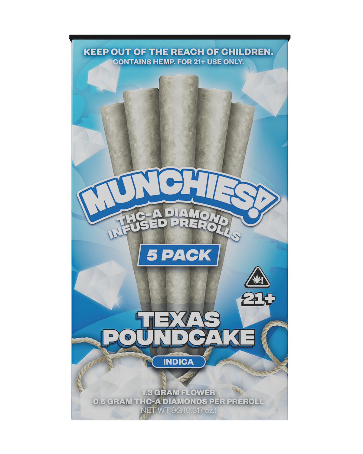 Munchies Texas Poundcake 5xPrerolls THCA Indica