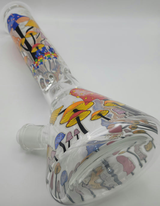 Mushroom Print 7mil Thick Uber Joint Beaker Tube Rig