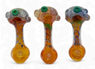 Large Gold Fumed Spoon w Frit Inside Out and Donut Mouthpiece