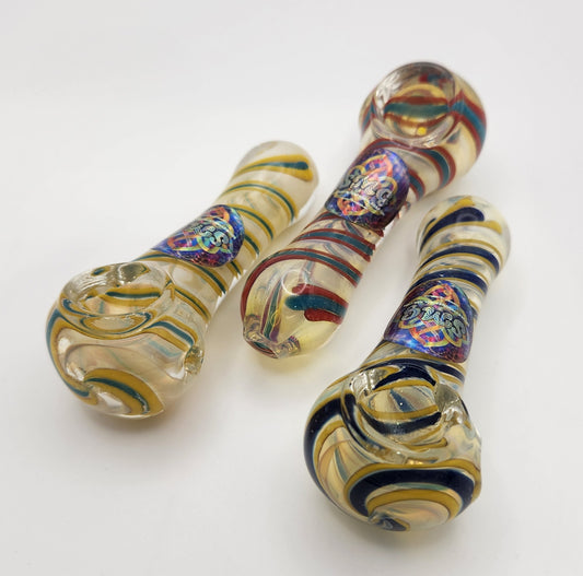 Hand Pipe with Color Lines 3"