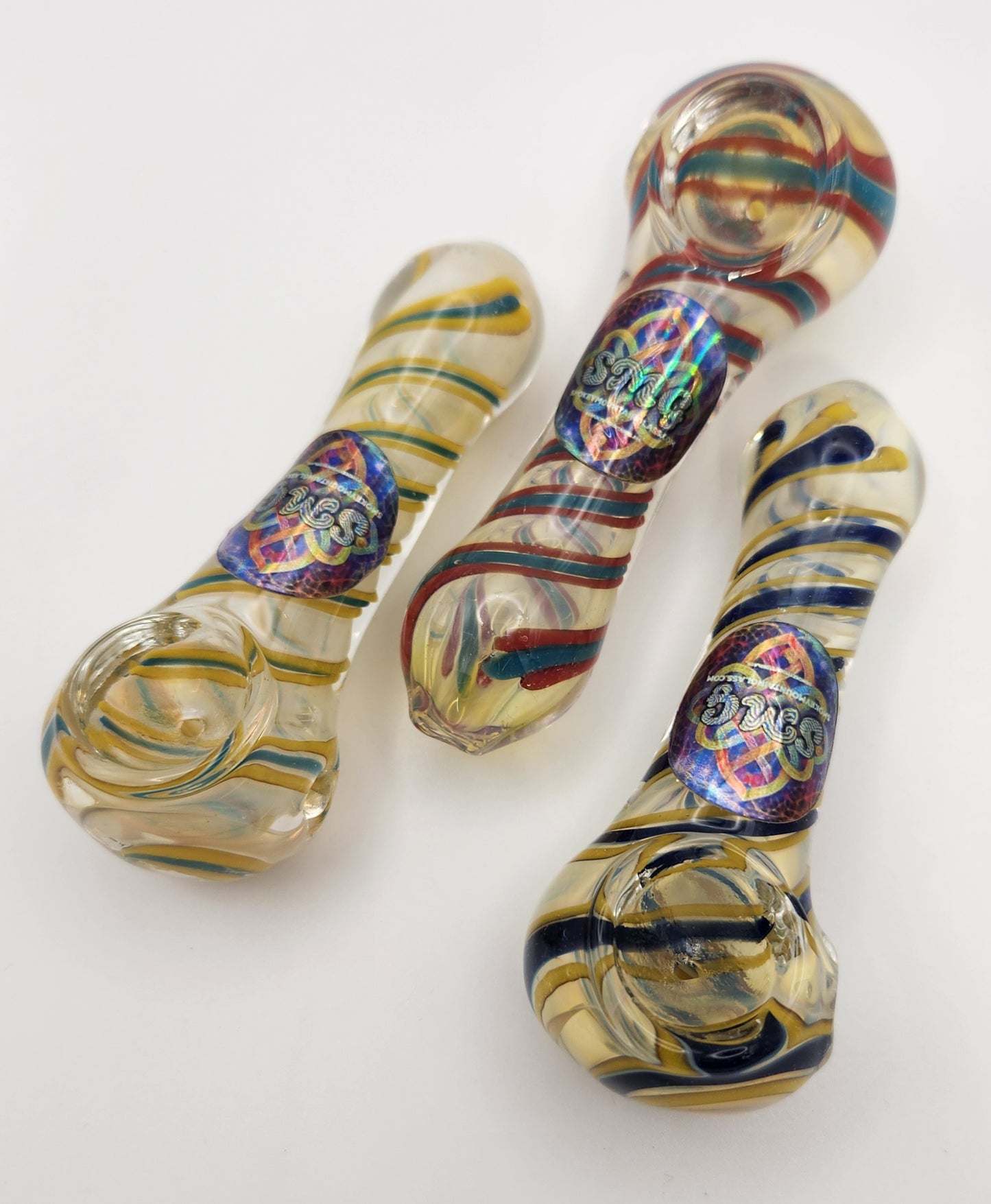 Hand Pipe with Color Lines 3"