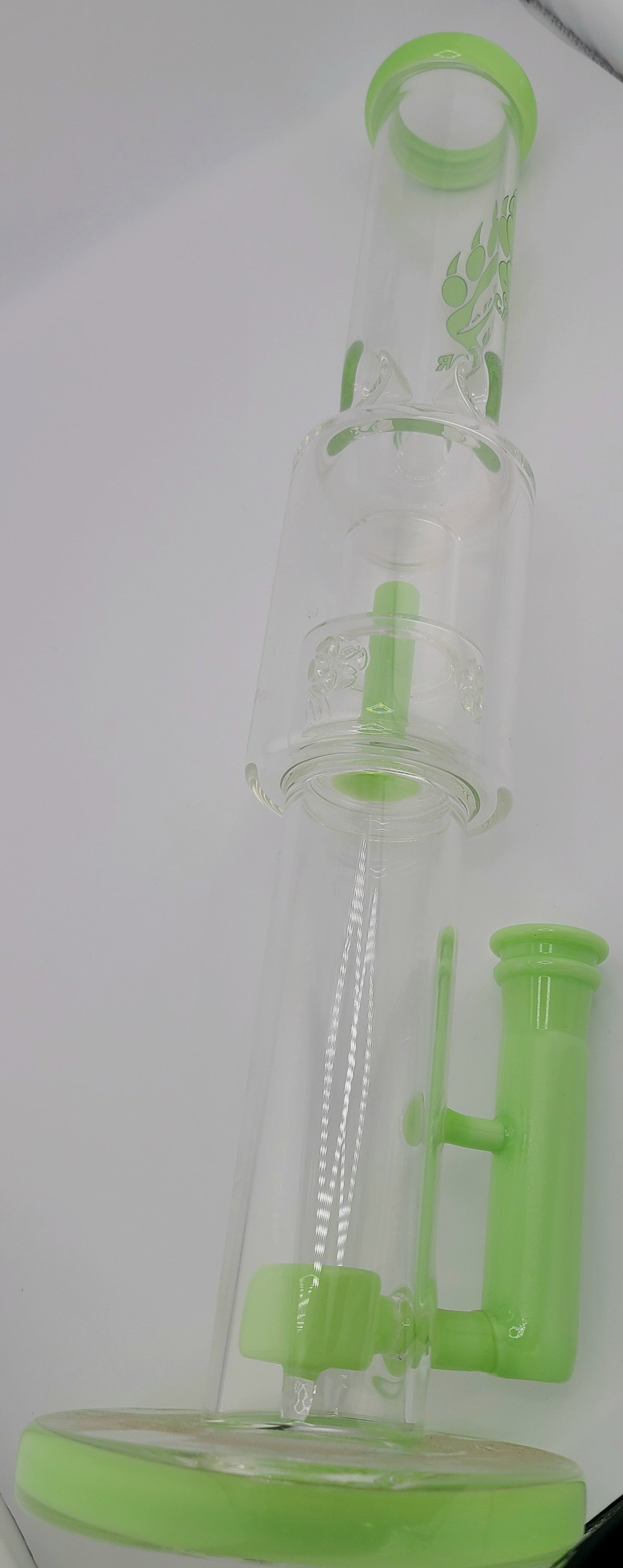 Color Lg Dbl Perc Straight Tube Rig FOL puck to FOL showerhead