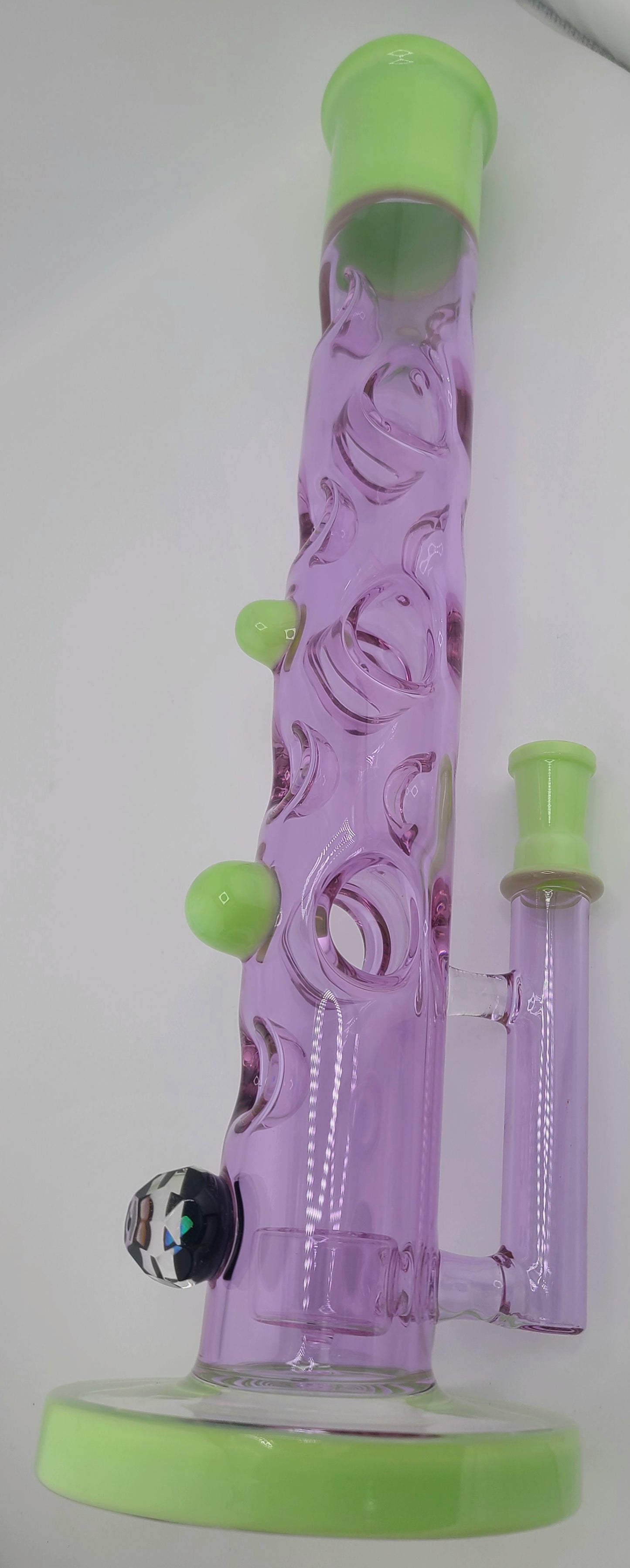 Full Color Straight Tube Rig w donuts faceted opal and FOL Perc