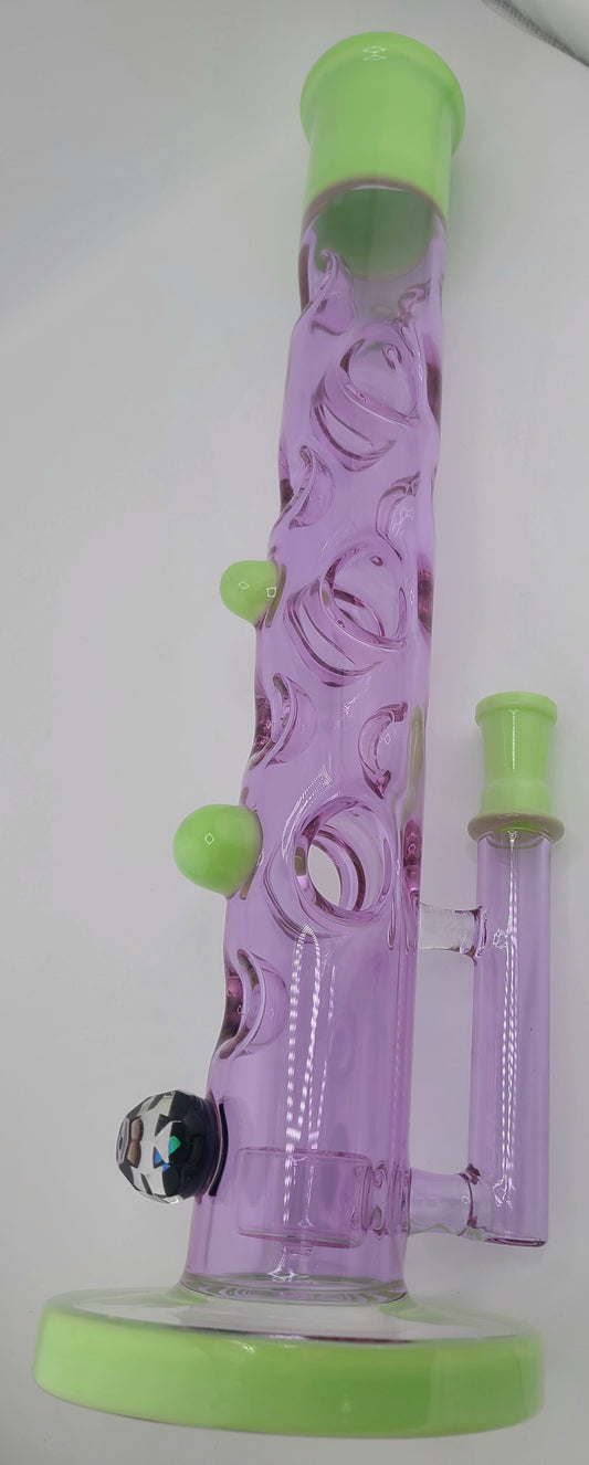 Full Color Straight Tube Rig w donuts faceted opal and FOL Perc