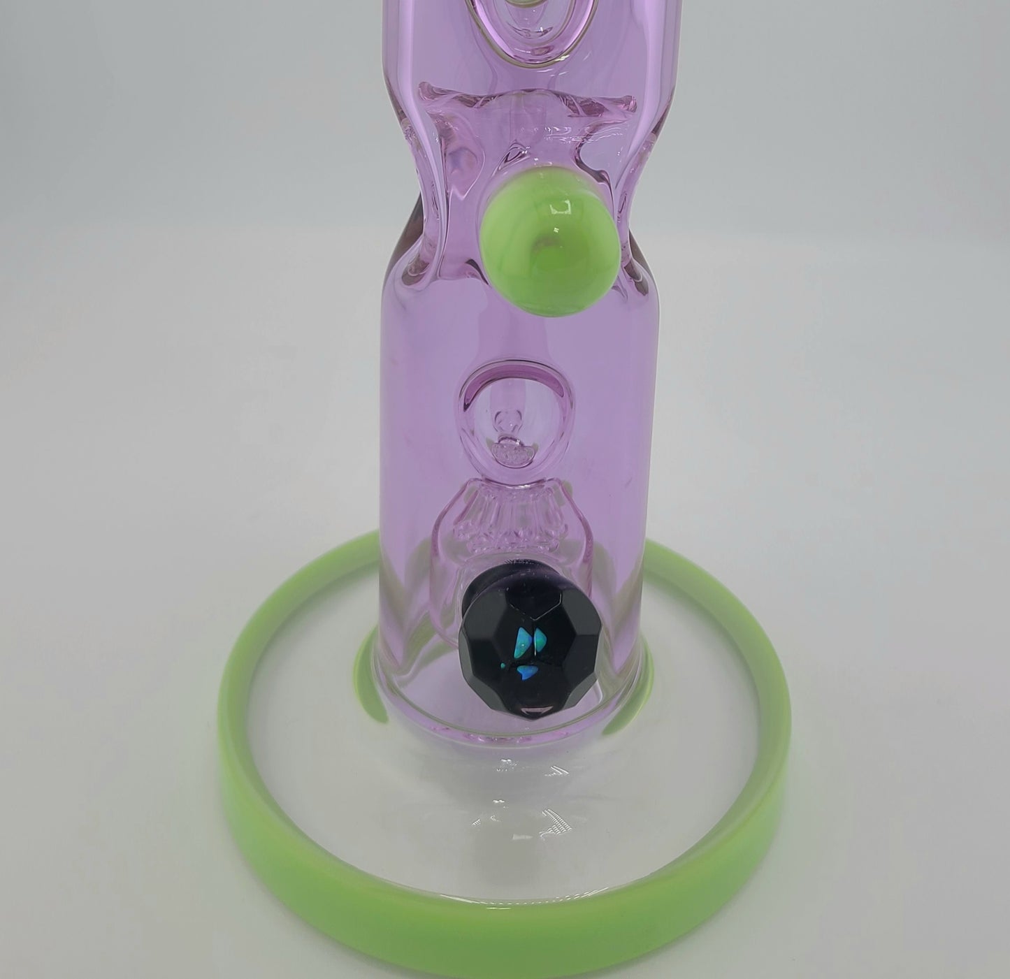 Full Color Straight Tube Rig w donuts faceted opal and FOL Perc