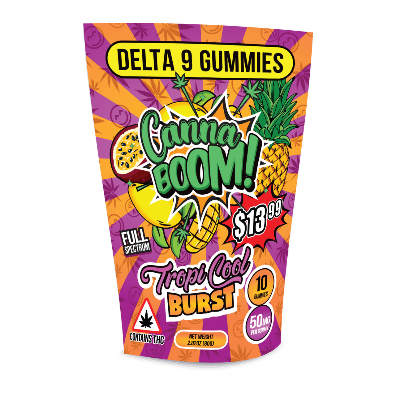 CannaBoom Gummies 25mg THC/25mg CBD - Tropical Burst