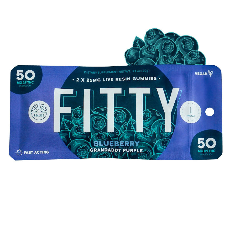 Realize Live Resin Gummies Fitty Pack - Dye Free - Blueberry