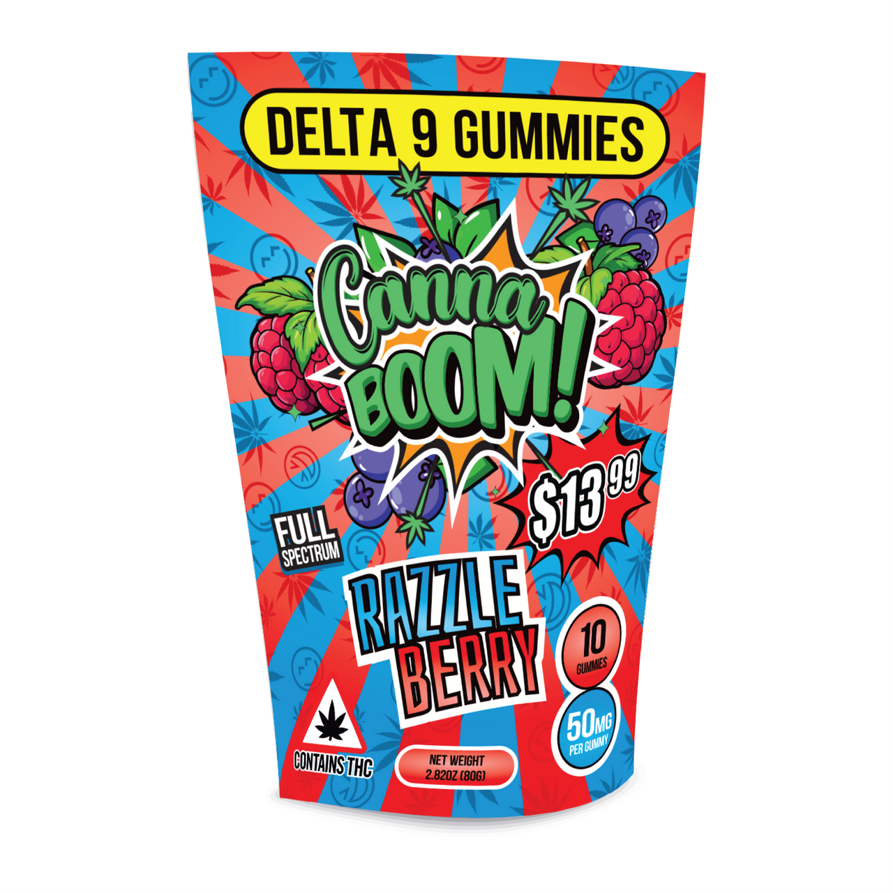 CannaBoom Gummies 25mg THC/25mg CBD - Razzle Berry