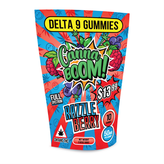 CannaBoom Gummies 25mg THC/25mg CBD - Razzle Berry