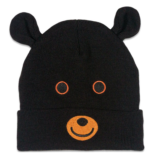 Polar Bear Head Beanie - Black