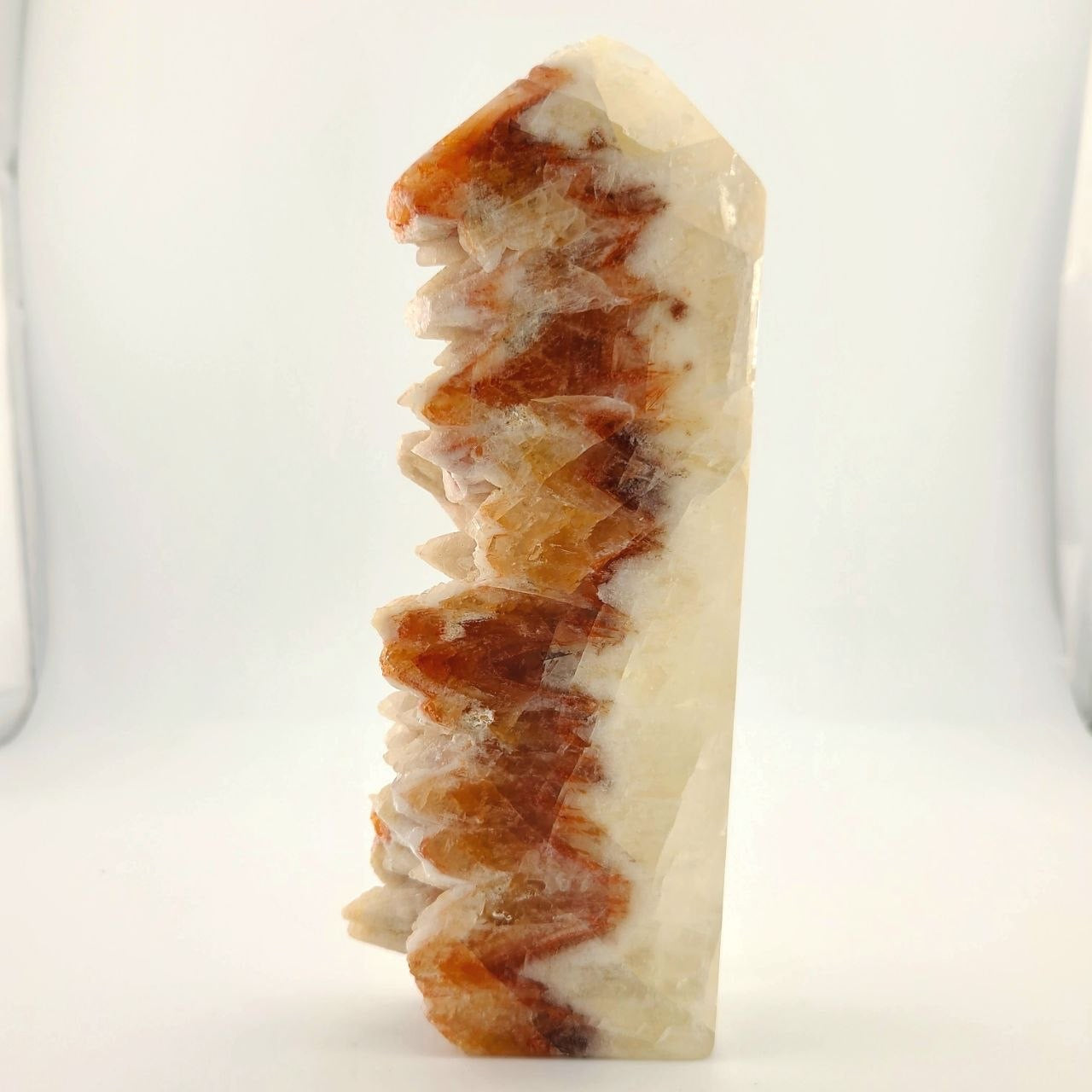 Cut Carnelian Point with Rough Crystal - Medium