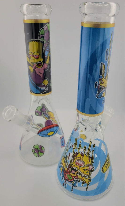 Cartoon Print Beaker Straight Tube Rig