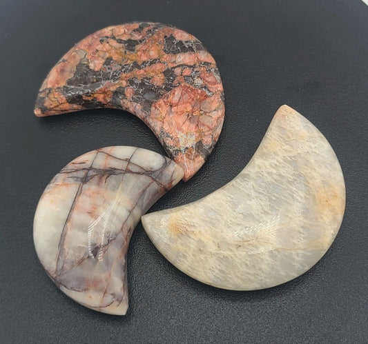 Moonstone Carved Moon Figurines - Small