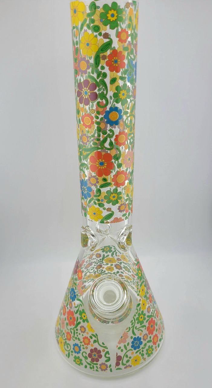 Flower Print 7mm Thick Uber Joint Beaker Tube Rig