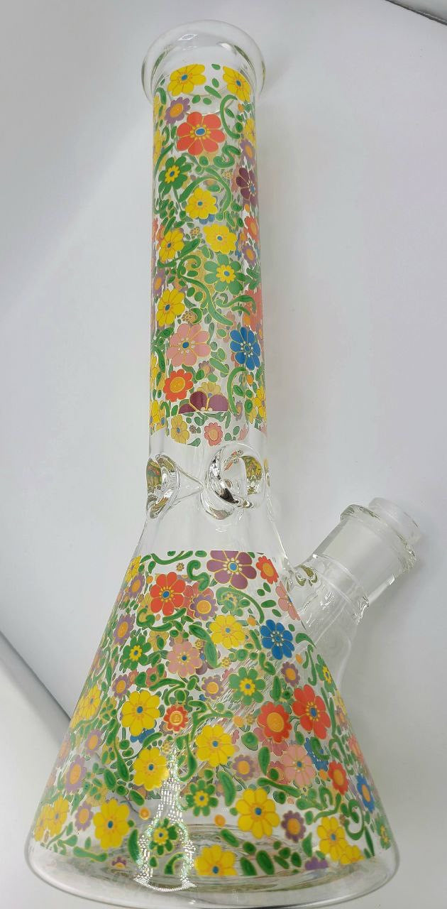 Flower Print 7mm Thick Uber Joint Beaker Tube Rig