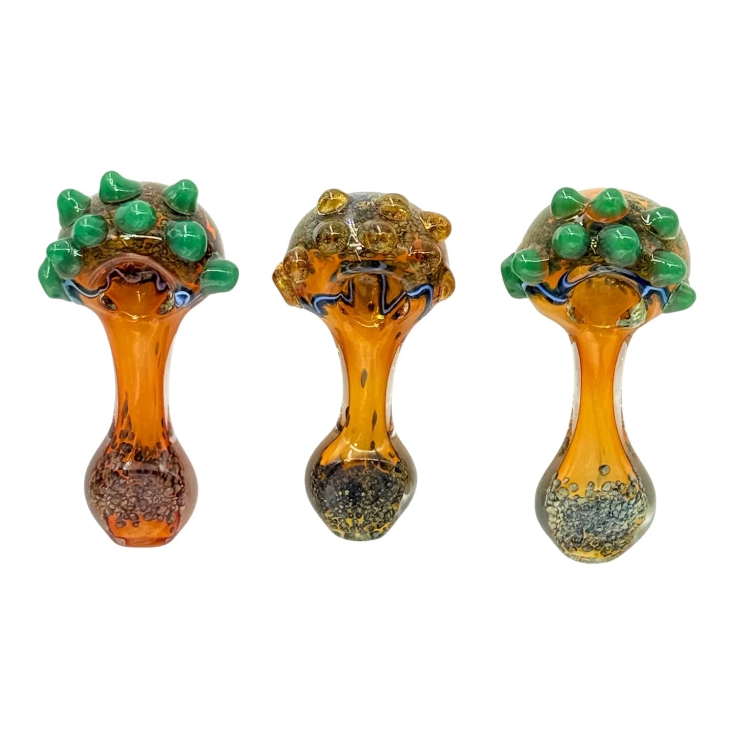 Fumed Hand Pipe w Heads and Tails Frit