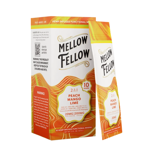 Mellow Fellow Hemp Infused Beverage Mixer - Peach Mango Lime - 10mg D9/ 5mg CBD/ 5mg CBG