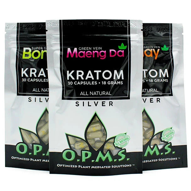 OPMS Silver Green Vein Malay Kratom 18mg Capsules - 30ct
