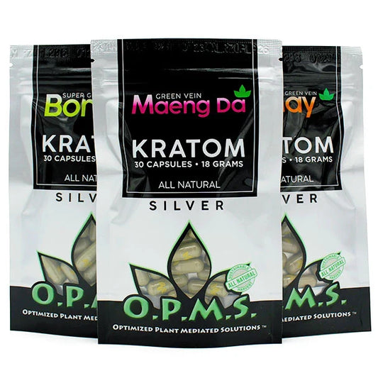 OPMS Silver Green Vein Malay Kratom 18mg Capsules - 30ct