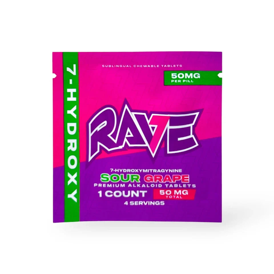 RAVE 7-Hydroxy Tablets - 50mg - Sour Grape - 1ct
