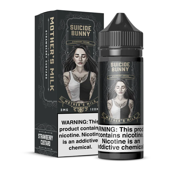 Suicide Bunny 120ml Nicotine Vape Juice - Mother's Milk - Strawberry Custard