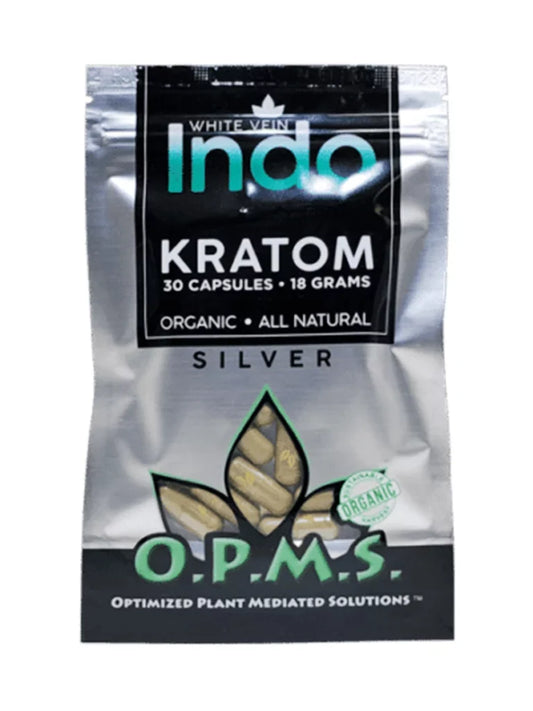 White Indo OPMS Silver Kratom Capsules 30ct