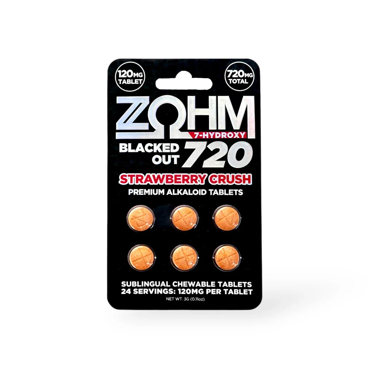 ZOHM Blacked Out 7-Hydroxy Tablets - 120mg - Strawberry Crush - 1ct