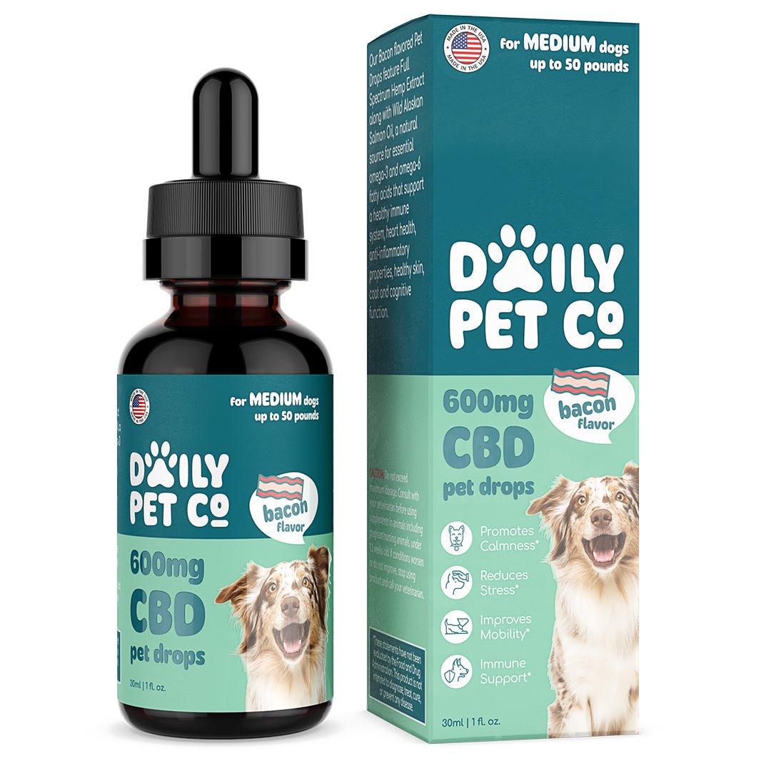 600MG Medium Dogs - CBD Pet Drops for Dogs - Bacon Flavored