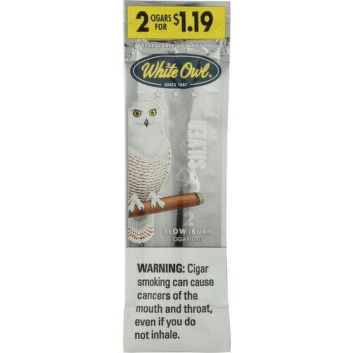 White Owl - Silver - Slow Burn Cigarillos - 2pk