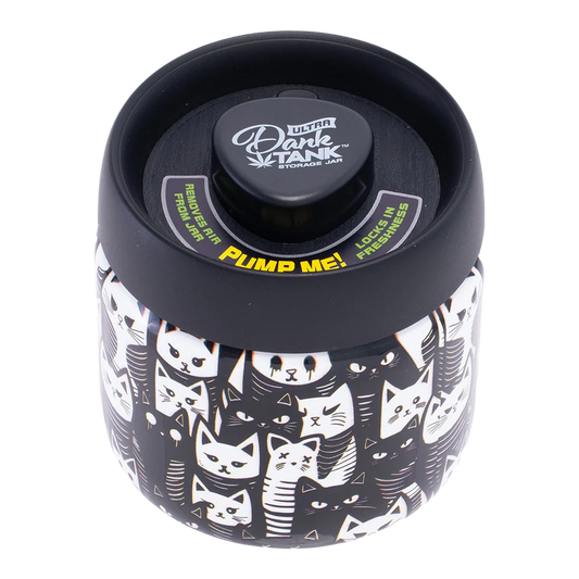 Fujima Dank Tank Vacuum Glass Jar | 4.2" | Black & White Cats Print