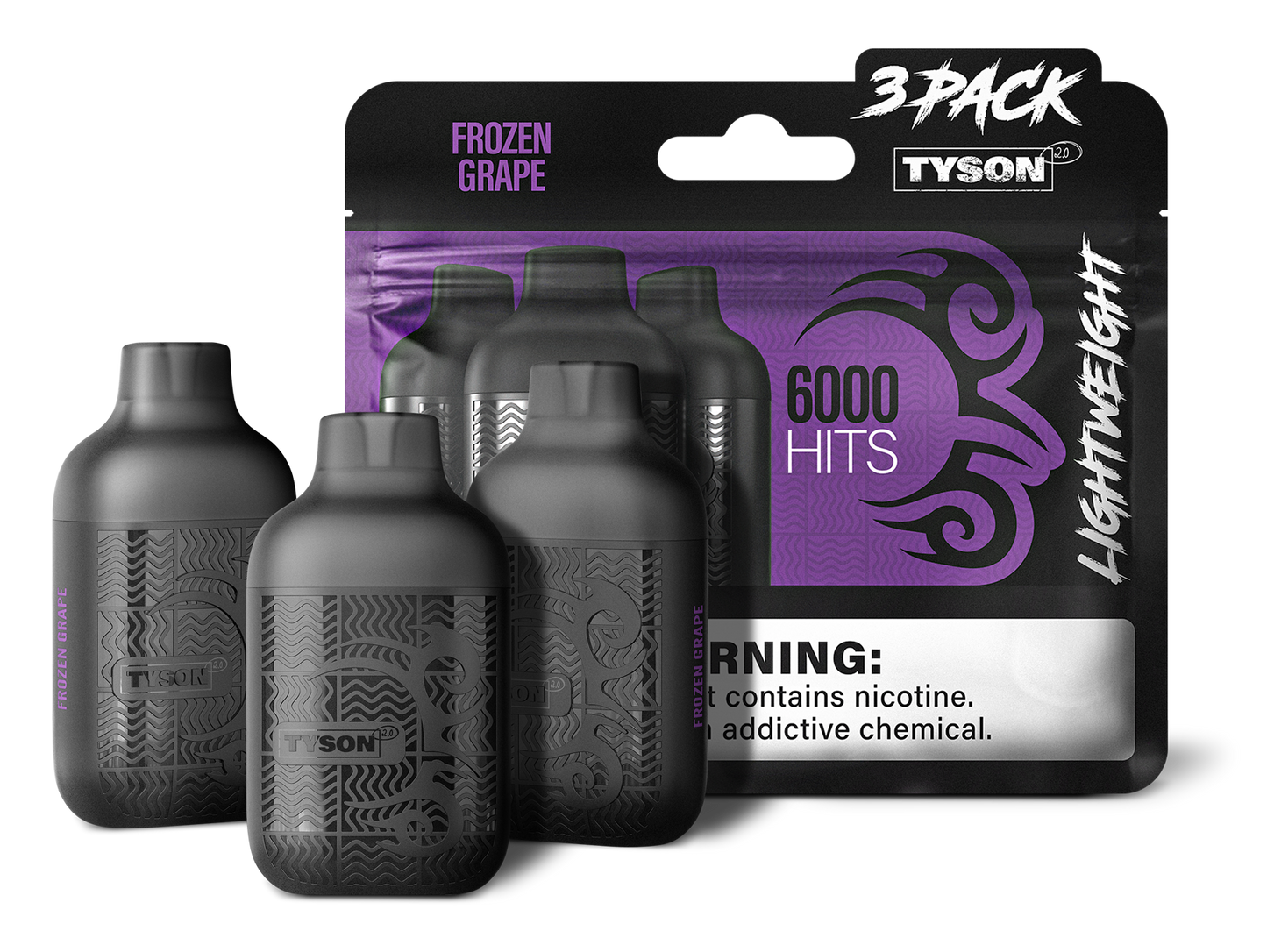 3-Pack Tyson Lightweight Vapes Frozen Grape