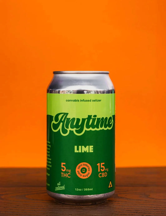 Anytime Hemp Infused Seltzer 5mg D9/15mg CBD - Lime