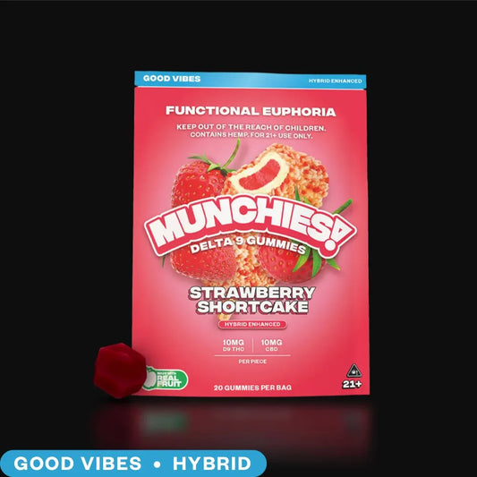 Munchies Euphoria D9 Gummy - Strawberry Shortcake- Hybrid - Good Vibes - 5PK