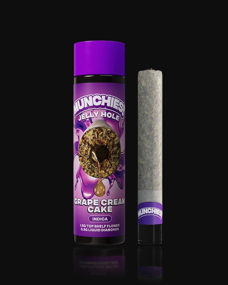 Munchies Grape Cream Cake Jelly Hole 2G THCA Preroll Indica