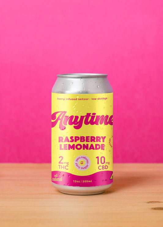 Anytime Hemp Infused Seltzer 5mg D9/15mg CBD - Raspberry Lemonade